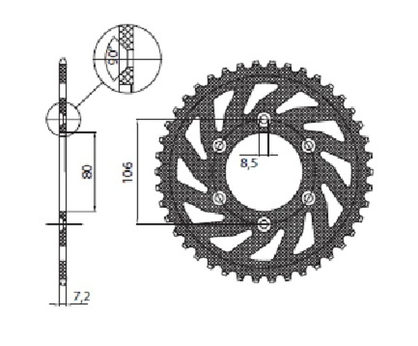 Steel Rear Sprocket Natural, 1, nordicamoto.ro