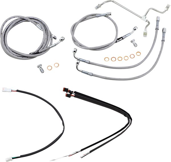 Complete Stainless Braided Handlebar Cable/brake Line Kit Silver, 1, nordicamoto.ro