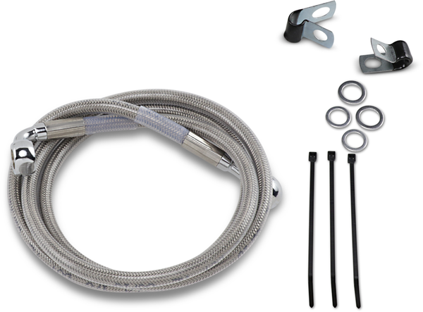 Extended Length Stainless Steel Brake Line Kit Silver, Clear-coated Oversize [+102 mm (4'')], 1, nordicamoto.ro