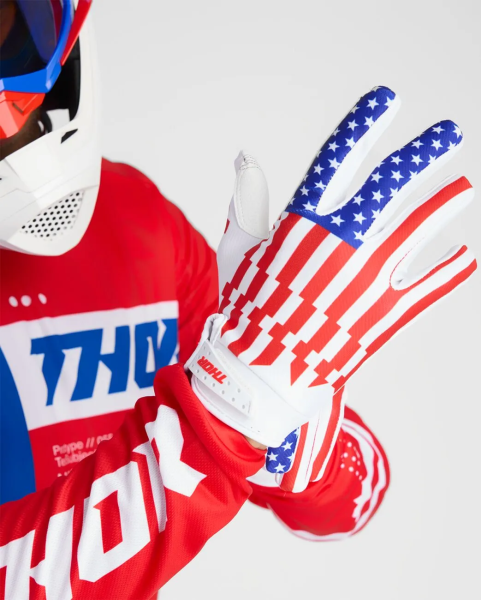 THOR Launchmode Gloves White, Red, Blue -6