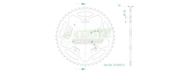 Pinion standard spate 520 negru, 2, nordicamoto.ro