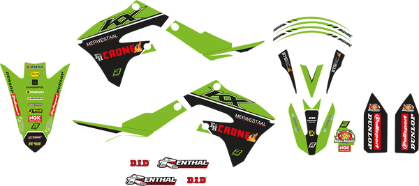 Graphic Kit With Seat Cover Replica Team Kawasaki H&f 2022 Green, Red, Black, 2, nordicamoto.ro