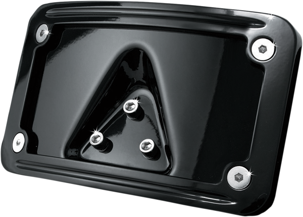 Curved Laydown License Plate Mount With Frame Gloss Black, 4, nordicamoto.ro