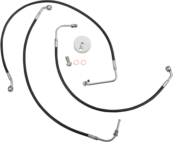 Black Braided Brake Line Kit Black 46 cm - 51 cm (18'' - 20''), 1, nordicamoto.ro