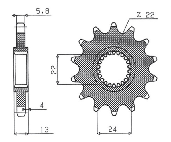 Pinion pentru arbore intermediar Powerdrive, negru, parkerizat, 1, nordicamoto.ro
