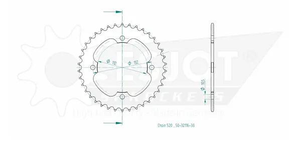 Pinion standard spate 520 negru, 2, nordicamoto.ro