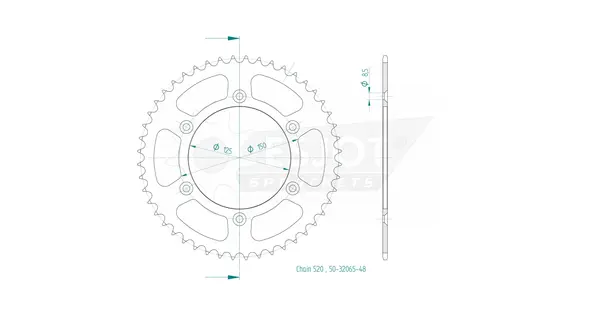 Pinion standard spate 520 negru, 2, nordicamoto.ro