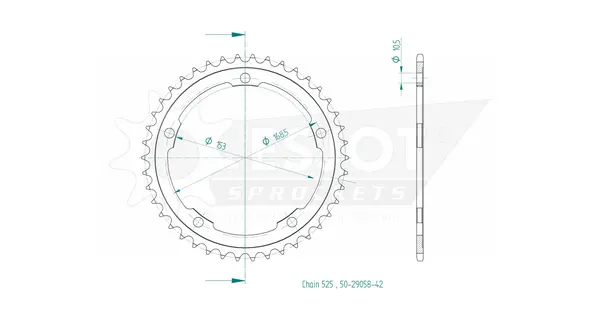 Pinion standard spate 525 negru, 2, nordicamoto.ro