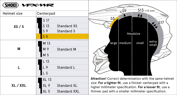 Captuseala casca SHOEI VFW06/VFWR Type-M XL13-0