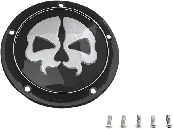 Split Skull Derby Cover Black, Chrome, 2, nordicamoto.ro