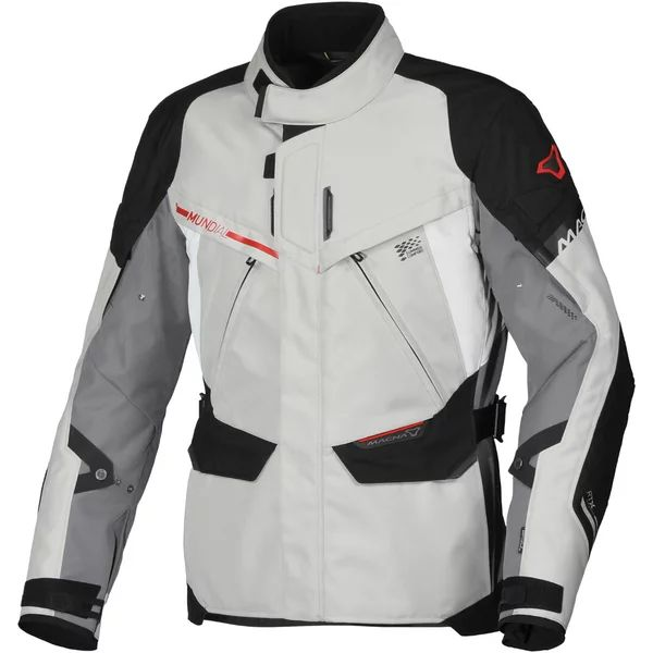 Geaca textil impermeabila touring/adventure MACNA MUNDIAL S Gri/Negru/Rosu, 6, nordicamoto.ro