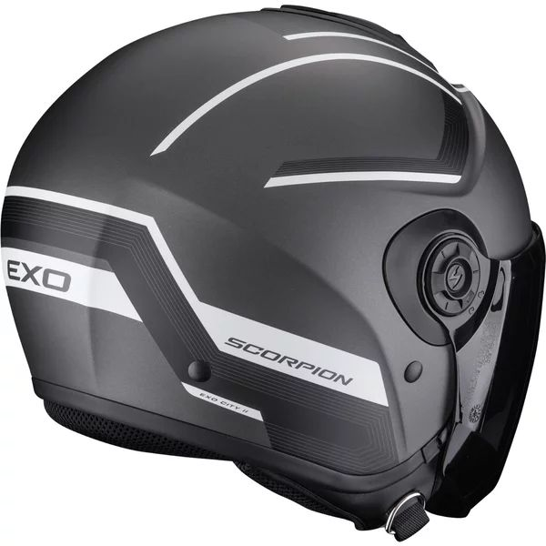 Cască SCORPION EXO CITY II COSMOS L cu vizieră deschisă/tip jiclor, argintiu mat/alb, 3, nordicamoto.ro