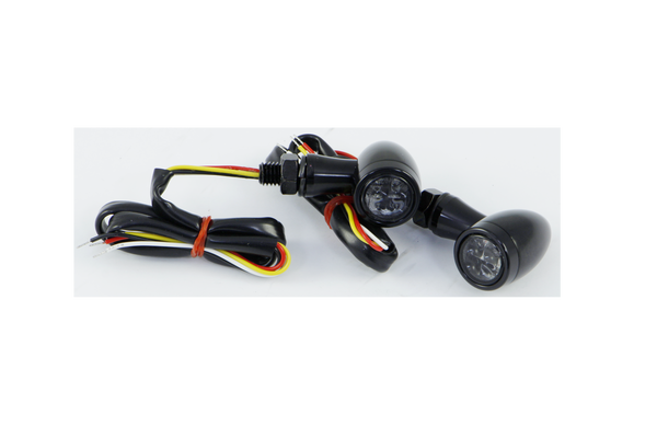 Led Bullet Turn Signal Lights With Rings Black, 1, nordicamoto.ro