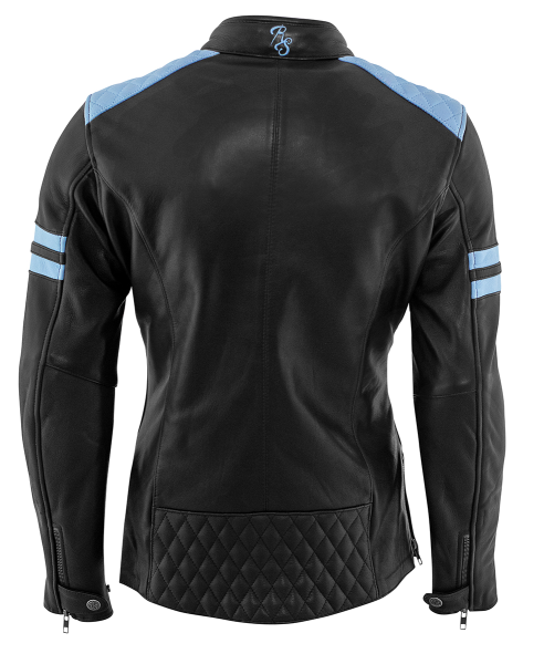 Geacă Piele Damă Rusty Stitches Joyce Black-Baby Blue-0