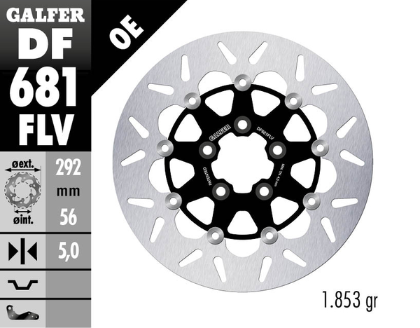 Brake Rotor Floating Round Black, Silver, 1, nordicamoto.ro
