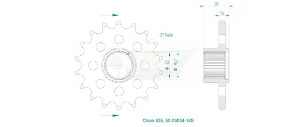 Sport Sprocket Front 525 Natural, 2, nordicamoto.ro