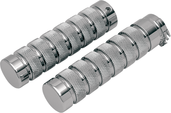 Knurled Notched Custom Grips Silver, 1, nordicamoto.ro