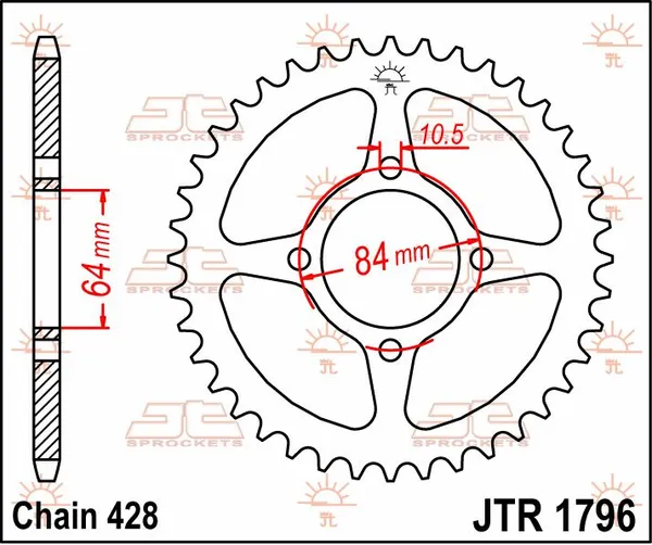JT SPROCKETS Rear Sprocket Natural -0