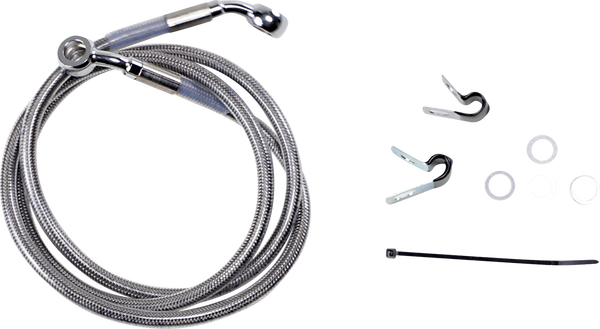 Extended Length Stainless Steel Brake Line Kit Silver, Clear-coated Oversize [+152 mm (6'')], 1, nordicamoto.ro