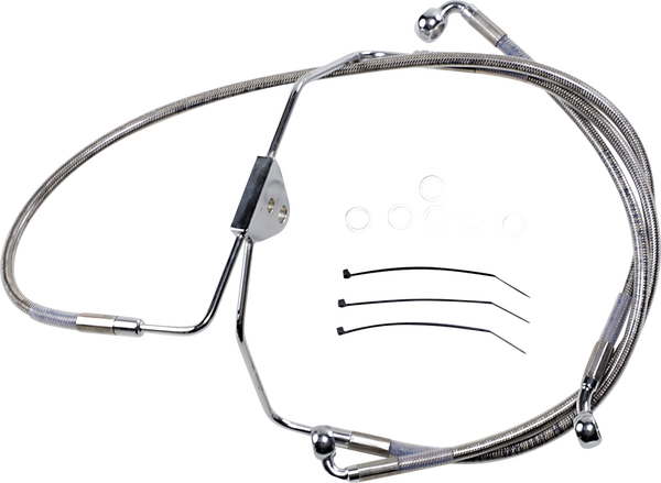 Extended Length Stainless Steel Brake Line Kit Silver, Clear-coated Oversize [+51 mm (2'')], 1, nordicamoto.ro