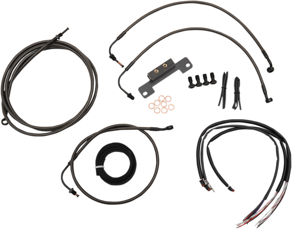 Complete Midnight Braided Handlebar Cable/brake Line Kit Black, 1, nordicamoto.ro