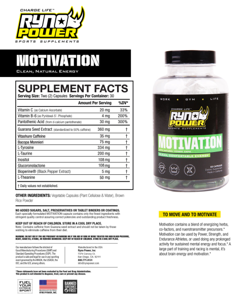 Pachet suplimente alimentare Ryno Power PRE-RACE MOTIVATION și ENDURANCE, 5 capsule, o porție, 2, nordicamoto.ro
