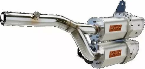 Tub de eșapament din aluminiu Apx, tip slip-on, anodizat transparent, 2, nordicamoto.ro
