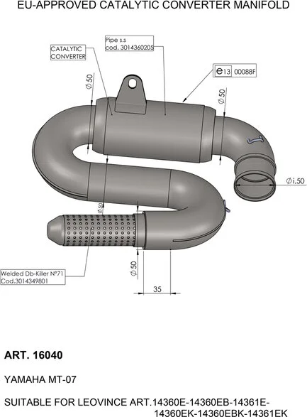 Catalytic Converter Stainless Steel, 1, nordicamoto.ro