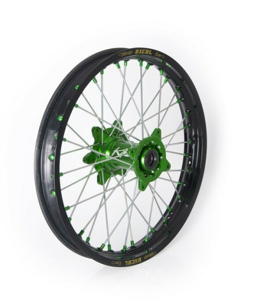 Elite Mx-en Wheel, Silver Spokes Black, Green, Silver 