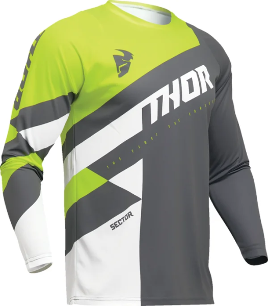 Tricou Copii Thor Sector Checker Gray/Green XS, 1, nordicamoto.ro