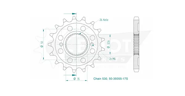 Sport Sprocket Front 530 Natural, 2, nordicamoto.ro