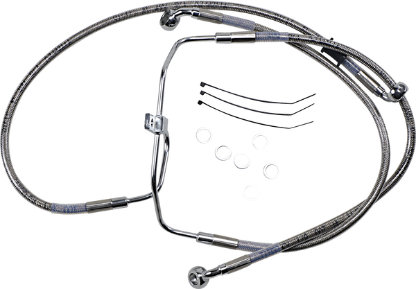Extended Length Stainless Steel Brake Line Kit Silver, Clear-coated Oversize [+102 mm (4'')], 1, nordicamoto.ro