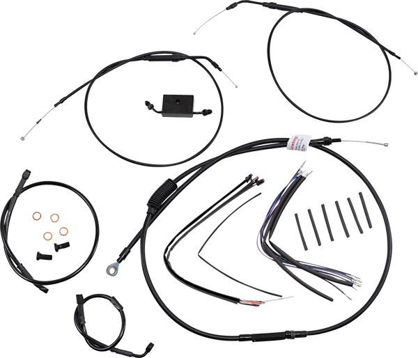 Extended Handlebar Cable And Brake Line Kit For Sportsters With Abs Black, 1, nordicamoto.ro