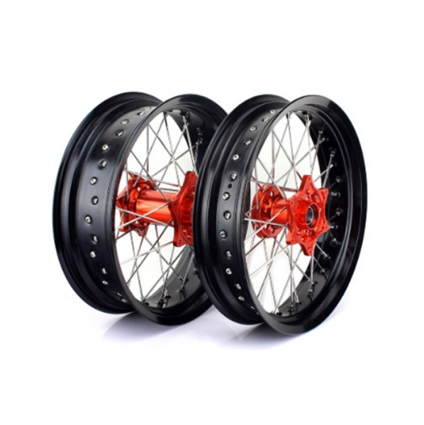 Set roti Supermoto KTM/Husqvarna 17"x3.50 ax 22mm/17"x5.00 ax 20mm orange hub Enduro Expert SRS1717OREE-0