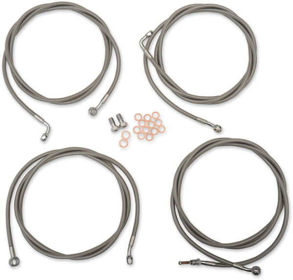 Standard Stainless Braided Handlebar Cable/brake Line Kit Silver, 2, nordicamoto.ro