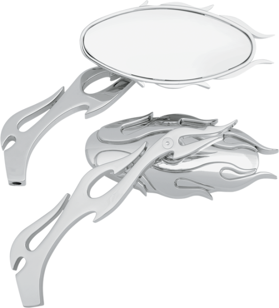 Flame Oval Mirrors Chrome, 1, nordicamoto.ro