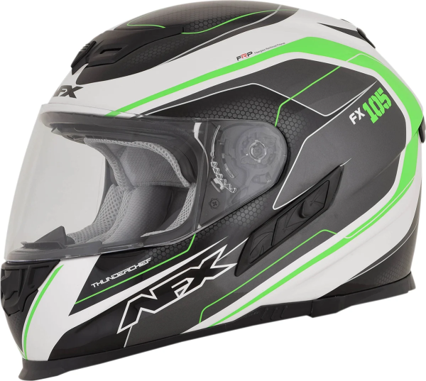 Fx-105 Thunderchief Street Helmet Black/white/green 2x-large Black, Gloss, Green, White 2XL, 1, nordicamoto.ro