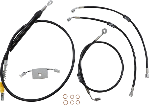Standard Black Vinyl Braided Handlebar Cable/brake Line Kit Black, 1, nordicamoto.ro