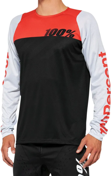 Tricou MTB 100% R-Core Black/Red-1