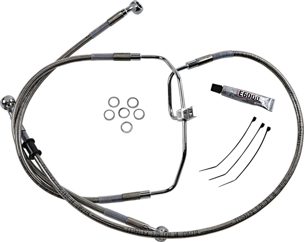 Extended Length Stainless Steel Brake Line Kit Silver, Clear-coated Oversize [+254 mm (10'')], 1, nordicamoto.ro