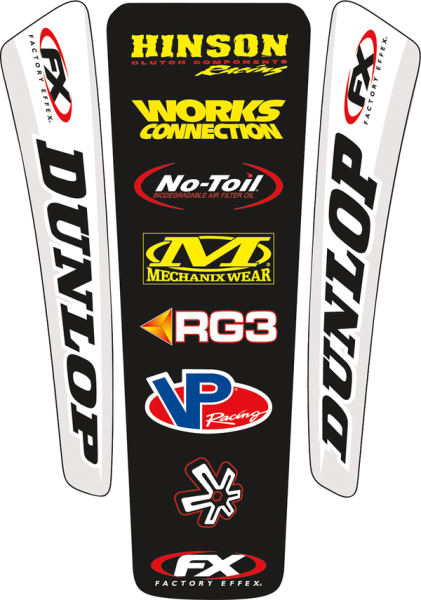 Universal Rear Fender Decal Kit Black, Red, White, Yellow, 1, nordicamoto.ro