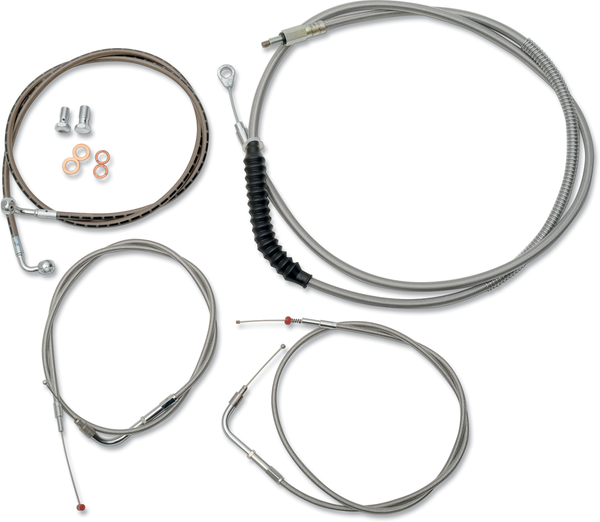 Standard Stainless Braided Handlebar Cable/brake Line Kit Silver, 2, nordicamoto.ro