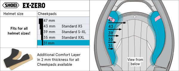 Burete interior obraji casca SHOEI EX-ZERO 47mm-0