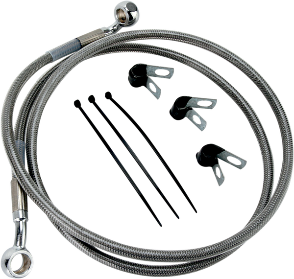 Extended Length Stainless Steel Brake Line Kit Silver, Clear-coated Oversize [+51 mm (2'')], 1, nordicamoto.ro