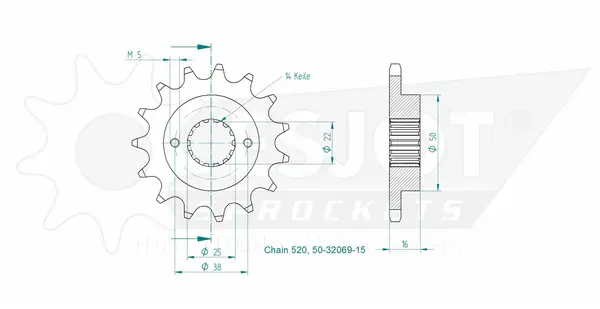 Standard Sprocket Front 520 Natural, 2, nordicamoto.ro