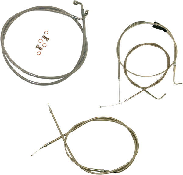 Standard Stainless Braided Handlebar Cable/brake Line Kit Silver, 2, nordicamoto.ro
