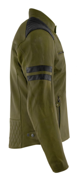 Geaca Piele Rusty Stitches JARI Green/Black-2