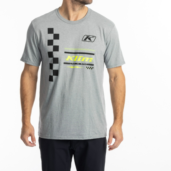 Tricou Klim Checkered Flag Tri-blend Black - White-7