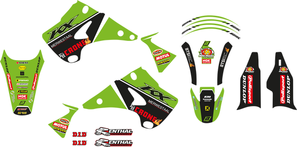 Graphic Kit With Seat Cover Replica Team Kawasaki H&f 2022 Green, Red, Black, 3, nordicamoto.ro