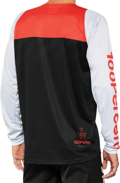 Tricou MTB 100% R-Core Black/Red-0